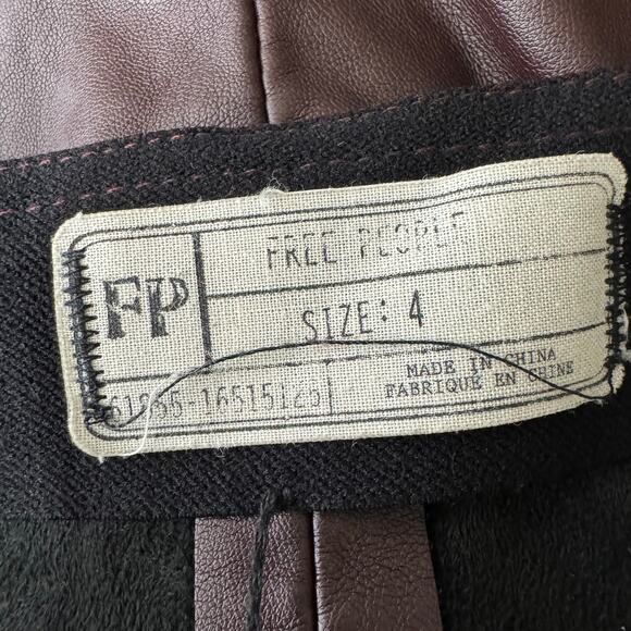 Free People Vegan Leather Skinny Ankle Zip Oxblood Pants Size 4 - Picture 7 of 8